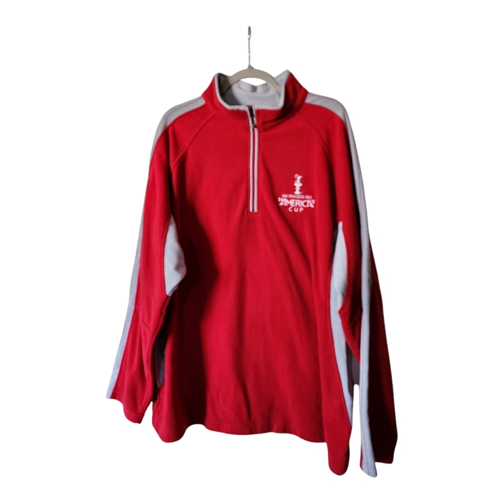 NWT 2013 America's Cup San Francisco Fleece 3/4 Zip Pullover Red/Grey XXL Sail